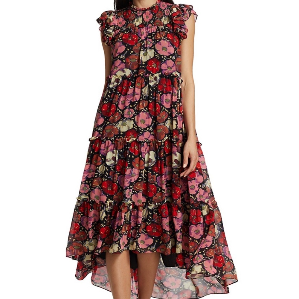 Cinq a sept floral dress in maraschino - Picture 1 of 6
